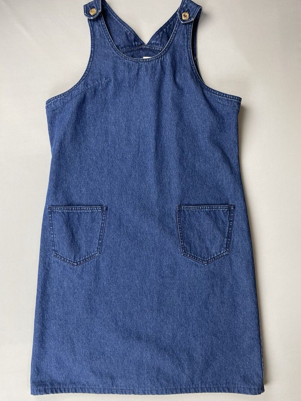 Casual Corner Denim Dress 12P Prairie Modest Pinafore Teacher Vintage Country